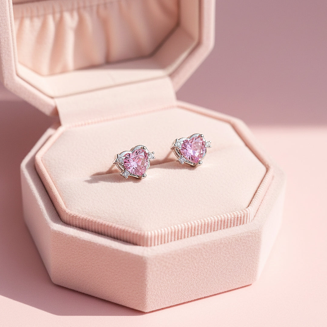 Heart Stud Earrings | White Gold | Luxe3660 - Luxe Earrings | Singapore Jewellery, Wedding Rings &amp; Gifts | Same Day Delivery | Tiara.com.sg