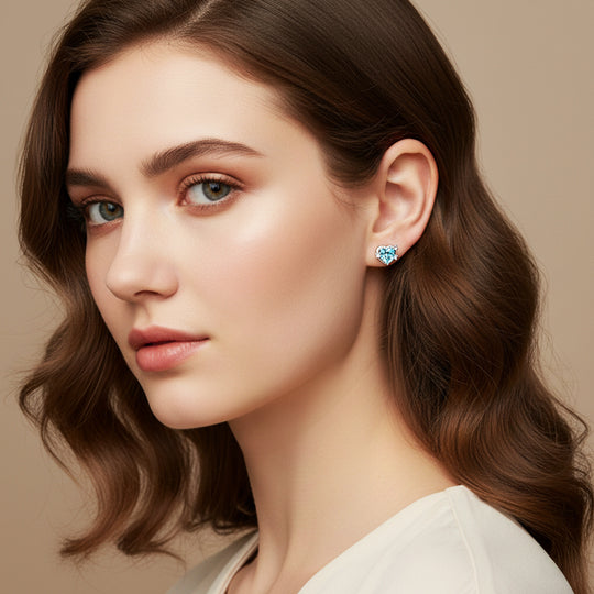 Heart Stud Earrings | White Gold | Luxe3660 - Luxe Earrings | Singapore Jewellery, Wedding Rings &amp; Gifts | Same Day Delivery | Tiara.com.sg