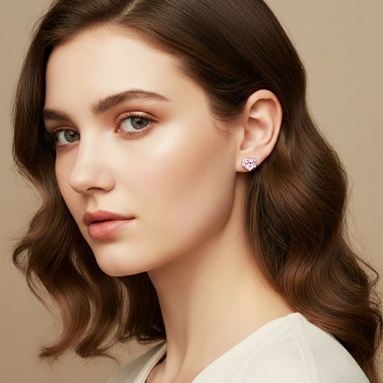 Heart Stud Earrings | White Gold | Luxe3660 - Luxe Earrings | Singapore Jewellery, Wedding Rings &amp; Gifts | Same Day Delivery | Tiara.com.sg