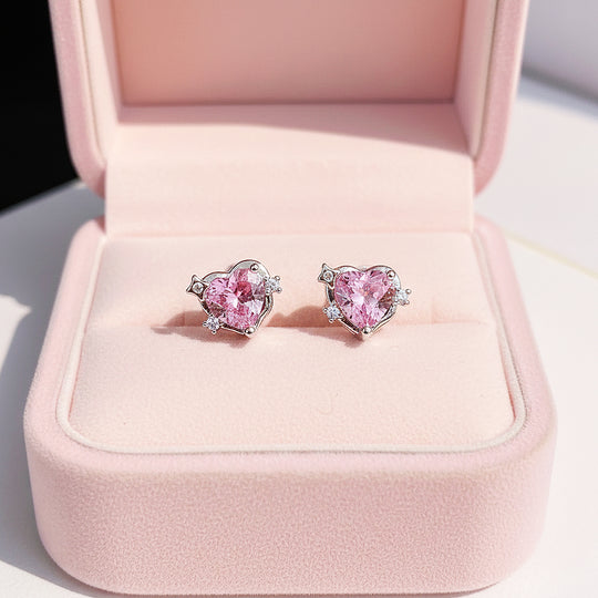 Heart Stud Earrings | White Gold | Luxe3660 - Luxe Earrings | Singapore Jewellery, Wedding Rings &amp; Gifts | Same Day Delivery | Tiara.com.sg