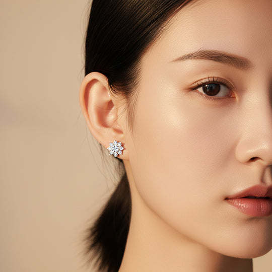 Floral Stud Earrings | White Gold | Luxe3661 - Luxe Earrings | Singapore Jewellery, Wedding Rings &amp; Gifts | Same Day Delivery | Tiara.com.sg