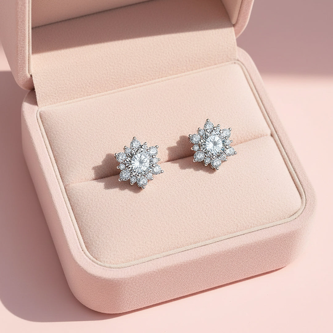 Floral Stud Earrings | White Gold | Luxe3661 - Luxe Earrings | Singapore Jewellery, Wedding Rings &amp; Gifts | Same Day Delivery | Tiara.com.sg
