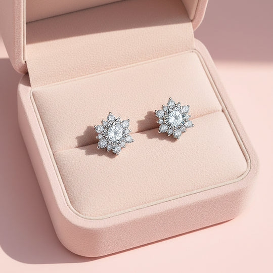 Floral Stud Earrings | White Gold | Luxe3661 - Luxe Earrings | Singapore Jewellery, Wedding Rings &amp; Gifts | Same Day Delivery | Tiara.com.sg