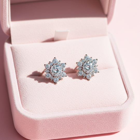Floral Stud Earrings | White Gold | Luxe3661 - Luxe Earrings | Singapore Jewellery, Wedding Rings &amp; Gifts | Same Day Delivery | Tiara.com.sg