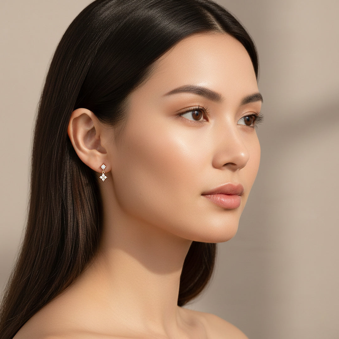 Clover Drop Earrings | Gold | Luxe3663 - Luxe Earrings | Singapore Jewellery, Wedding Rings &amp; Gifts | Same Day Delivery | Tiara.com.sg