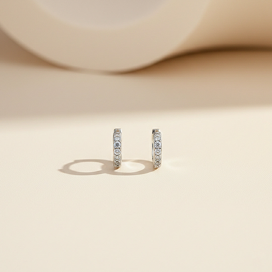 Huggie Hoop Earrings | Gold &amp; White Gold | Luxe3664 - Luxe Earrings | Singapore Jewellery, Wedding Rings &amp; Gifts | Same Day Delivery | Tiara.com.sg
