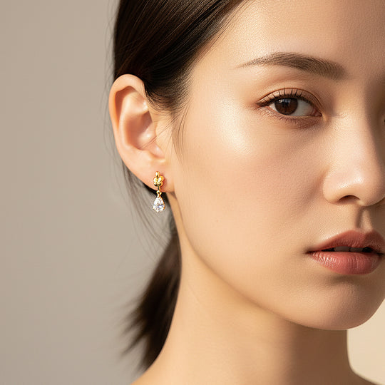 Teardrop Drop Earrings | Gold | Luxe3665 - Luxe Earrings | Singapore Jewellery, Wedding Rings &amp; Gifts | Same Day Delivery | Tiara.com.sg