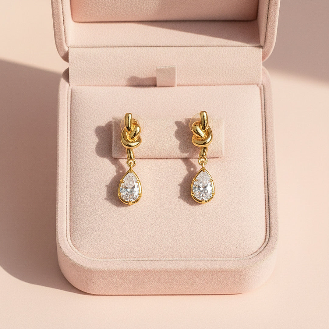 Teardrop Drop Earrings | Gold | Luxe3665 - Luxe Earrings | Singapore Jewellery, Wedding Rings & Gifts | Same Day Delivery | Tiara.com.sg