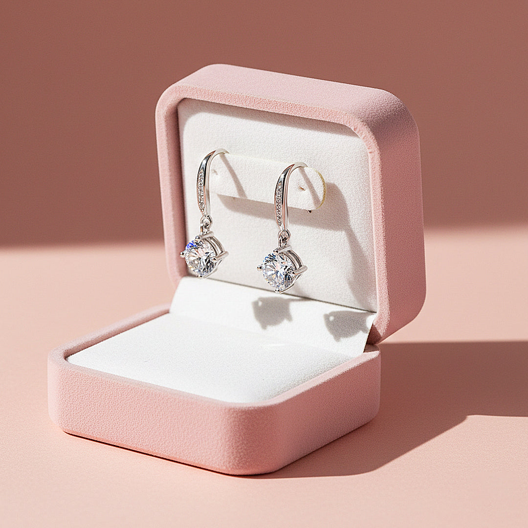 Round Drop Earrings | White Gold | Luxe3667 - Luxe Earrings | Singapore Jewellery, Wedding Rings &amp; Gifts | Same Day Delivery | Tiara.com.sg
