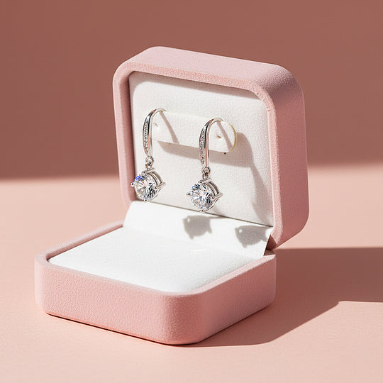 Round Drop Earrings | White Gold | Luxe3667 - Luxe Earrings | Singapore Jewellery, Wedding Rings &amp; Gifts | Same Day Delivery | Tiara.com.sg