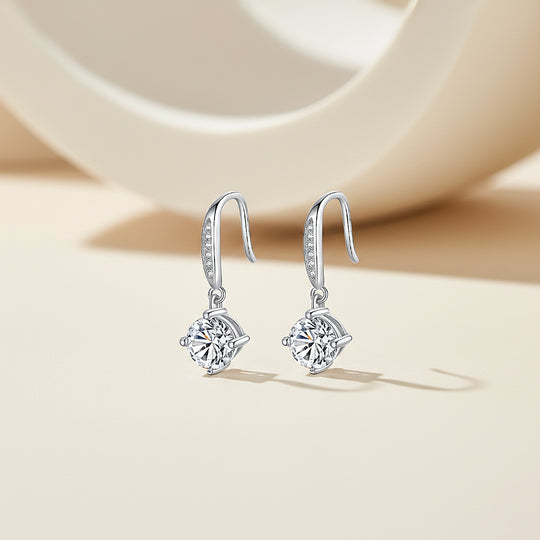 Round Drop Earrings | White Gold | Luxe3667 - Luxe Earrings | Singapore Jewellery, Wedding Rings &amp; Gifts | Same Day Delivery | Tiara.com.sg