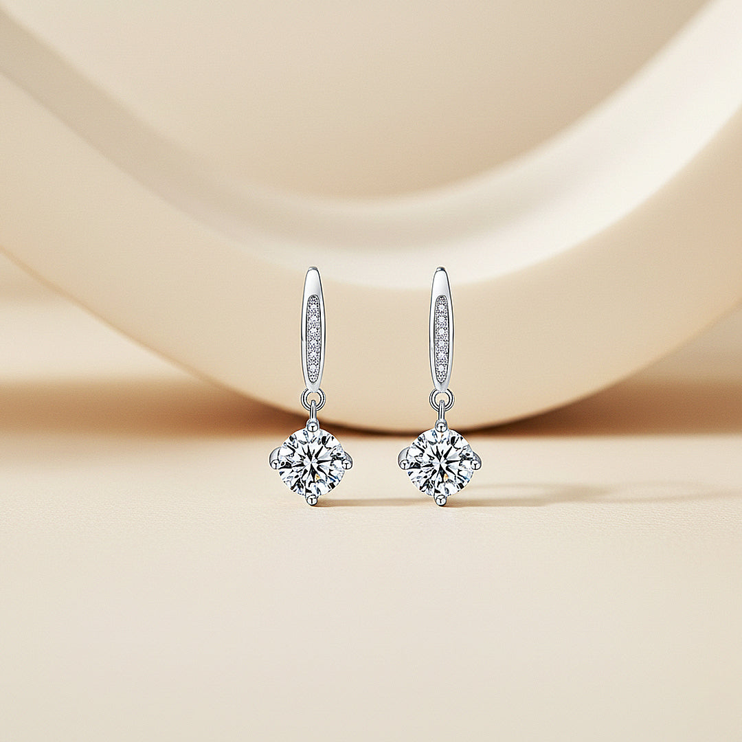 Round Drop Earrings | White Gold | Luxe3667 - Luxe Earrings | Singapore Jewellery, Wedding Rings &amp; Gifts | Same Day Delivery | Tiara.com.sg