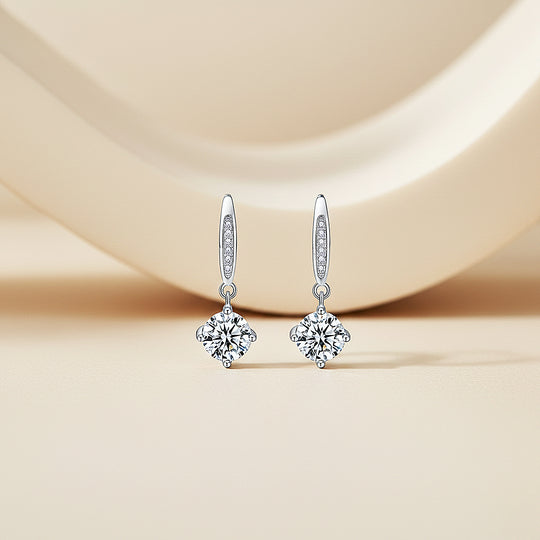 Round Drop Earrings | White Gold | Luxe3667 - Luxe Earrings | Singapore Jewellery, Wedding Rings &amp; Gifts | Same Day Delivery | Tiara.com.sg