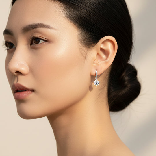 Round Drop Earrings | White Gold | Luxe3667 - Luxe Earrings | Singapore Jewellery, Wedding Rings &amp; Gifts | Same Day Delivery | Tiara.com.sg