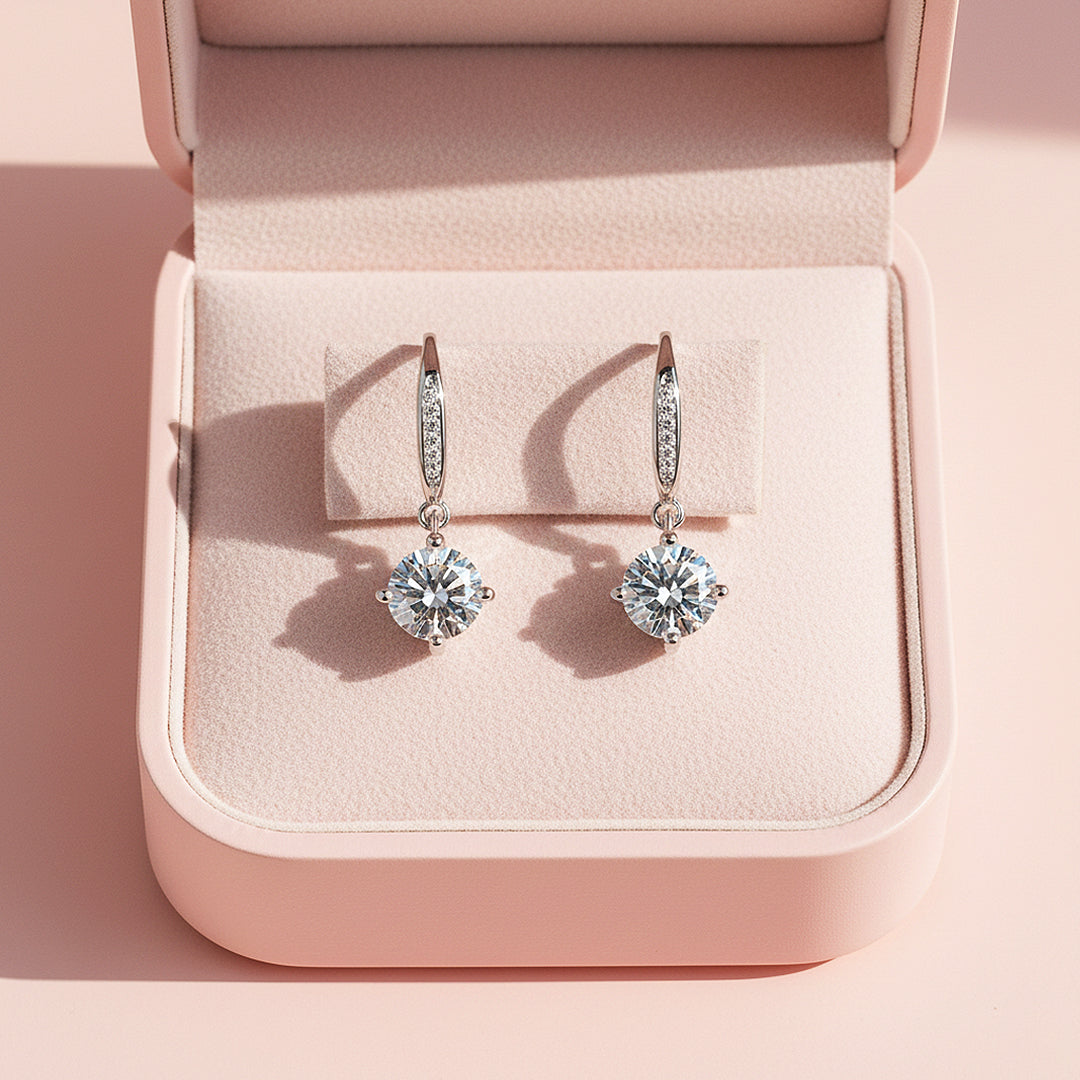 Round Drop Earrings | White Gold | Luxe3667 - Luxe Earrings | Singapore Jewellery, Wedding Rings &amp; Gifts | Same Day Delivery | Tiara.com.sg