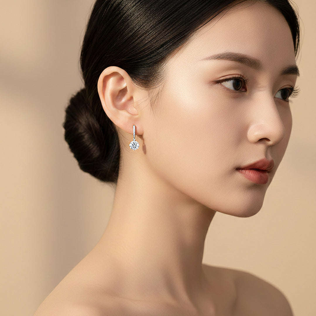 Round Drop Earrings | White Gold | Luxe3667 - Luxe Earrings | Singapore Jewellery, Wedding Rings &amp; Gifts | Same Day Delivery | Tiara.com.sg
