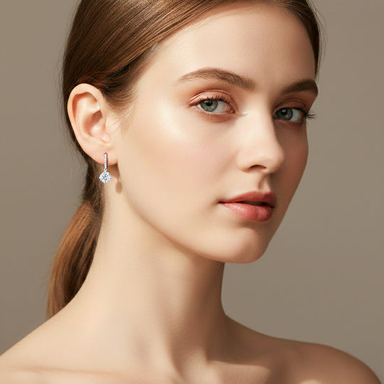 Round Drop Earrings | White Gold | Luxe3667 - Luxe Earrings | Singapore Jewellery, Wedding Rings &amp; Gifts | Same Day Delivery | Tiara.com.sg