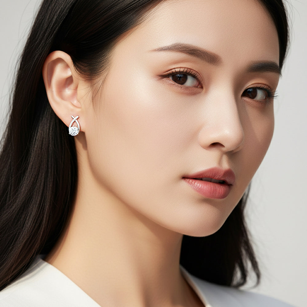 Round Solitaire Earrings | White Gold | Luxe3670 - Luxe Earrings | Singapore Jewellery, Wedding Rings & Gifts | Same Day Delivery | Tiara.com.sg