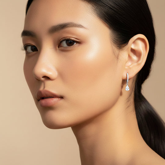 Pear Drop Earrings | Gold &amp; White Gold | Luxe3673 - Luxe Earrings | Singapore Jewellery, Wedding Rings &amp; Gifts | Same Day Delivery | Tiara.com.sg