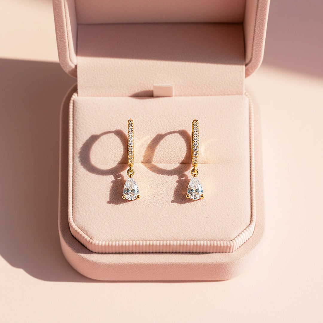Pear Drop Earrings | Gold & White Gold | Luxe3673 - Luxe Earrings | Singapore Jewellery, Wedding Rings & Gifts | Same Day Delivery | Tiara.com.sg