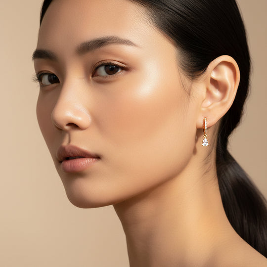 Pear Drop Earrings | Gold &amp; White Gold | Luxe3673 - Luxe Earrings | Singapore Jewellery, Wedding Rings &amp; Gifts | Same Day Delivery | Tiara.com.sg