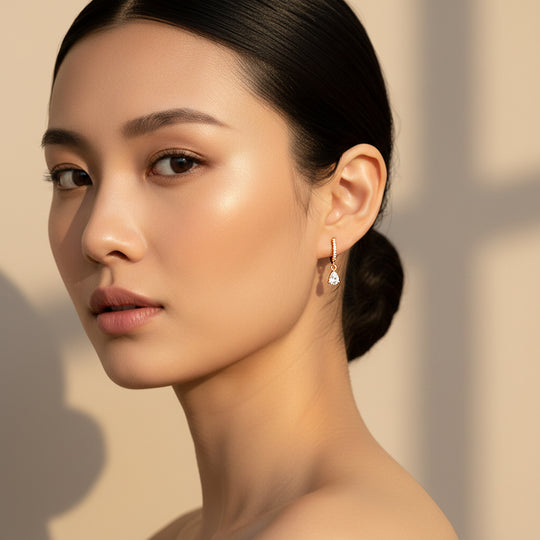 Pear Drop Earrings | Gold &amp; White Gold | Luxe3673 - Luxe Earrings | Singapore Jewellery, Wedding Rings &amp; Gifts | Same Day Delivery | Tiara.com.sg