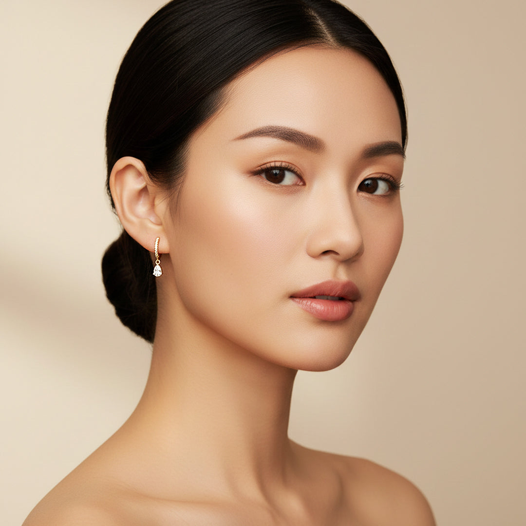 Pear Drop Earrings | Gold &amp; White Gold | Luxe3673 - Luxe Earrings | Singapore Jewellery, Wedding Rings &amp; Gifts | Same Day Delivery | Tiara.com.sg