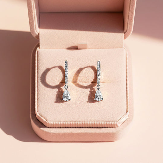 Pear Drop Earrings | Gold &amp; White Gold | Luxe3673 - Luxe Earrings | Singapore Jewellery, Wedding Rings &amp; Gifts | Same Day Delivery | Tiara.com.sg