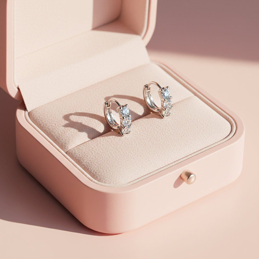 Round Hoop Earrings | White Gold | Luxe3675 - Luxe Earrings | Singapore Jewellery, Wedding Rings & Gifts | Same Day Delivery | Tiara.com.sg