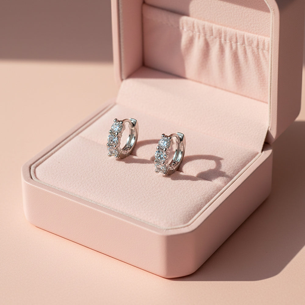 Round Hoop Earrings | White Gold | Luxe3675 - Luxe Earrings | Singapore Jewellery, Wedding Rings & Gifts | Same Day Delivery | Tiara.com.sg