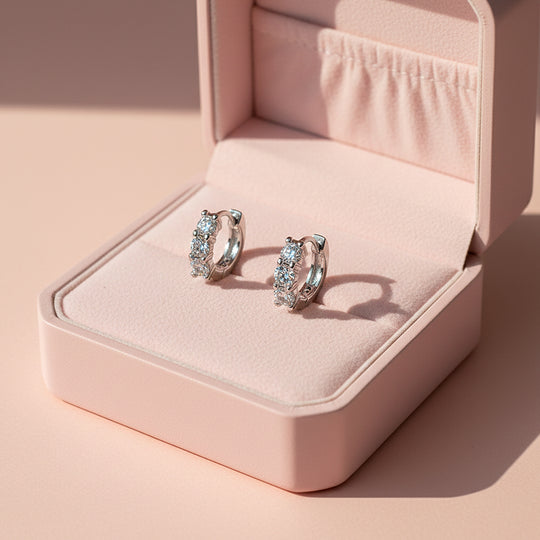 Round Hoop Earrings | White Gold | Luxe3675 - Luxe Earrings | Singapore Jewellery, Wedding Rings &amp; Gifts | Same Day Delivery | Tiara.com.sg