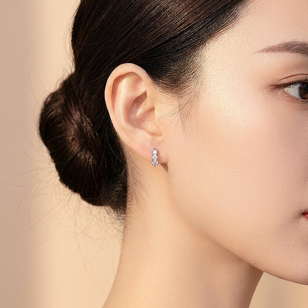 Round Hoop Earrings | White Gold | Luxe3675