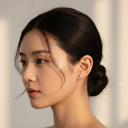 Butterfly Stud Earrings | White Gold | Luxe3677 - Luxe Earrings | Singapore Jewellery, Wedding Rings &amp; Gifts | Same Day Delivery | Tiara.com.sg