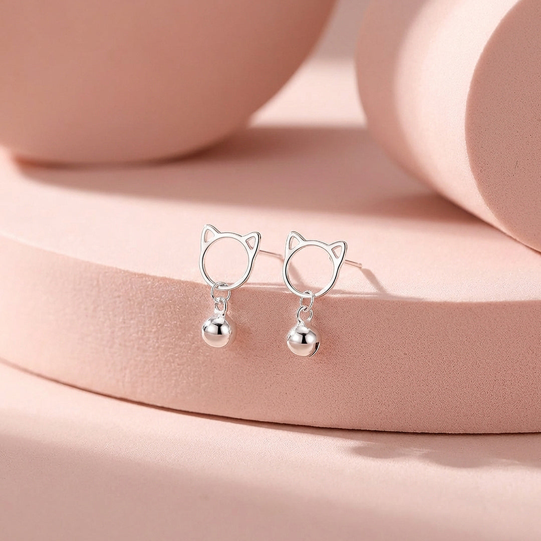 Cat Silhouette Bell Drop Earrings | Luxe3680