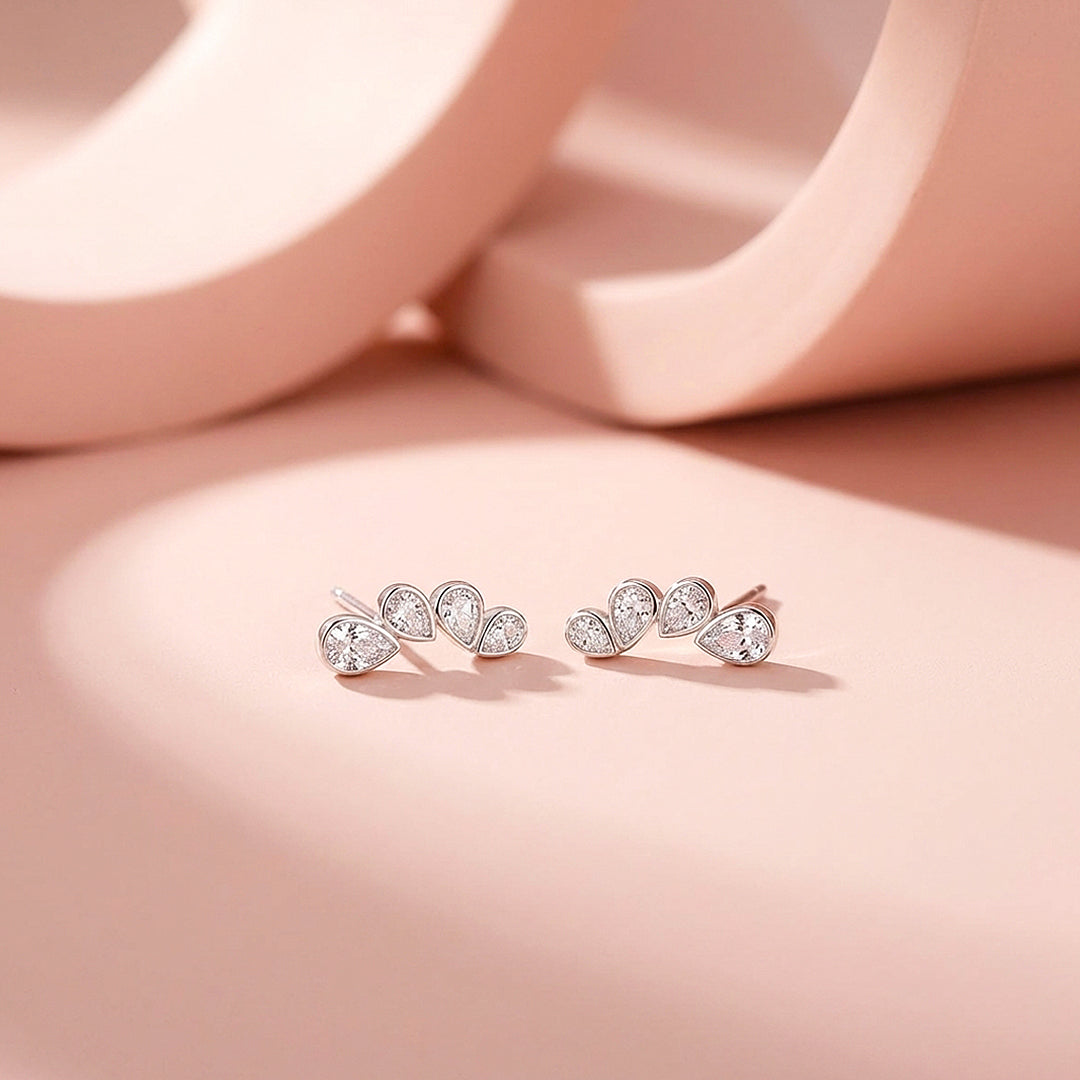 Triple Teardrop Crawler Stud Earrings | Luxe3682