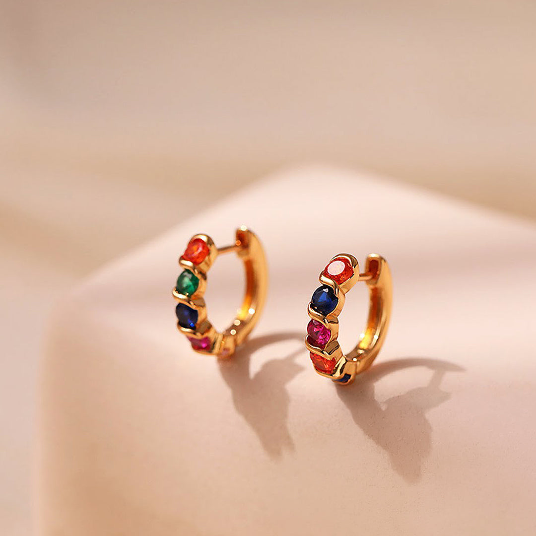 Multicolour Gemstone Huggie Earrings | Luxe3687