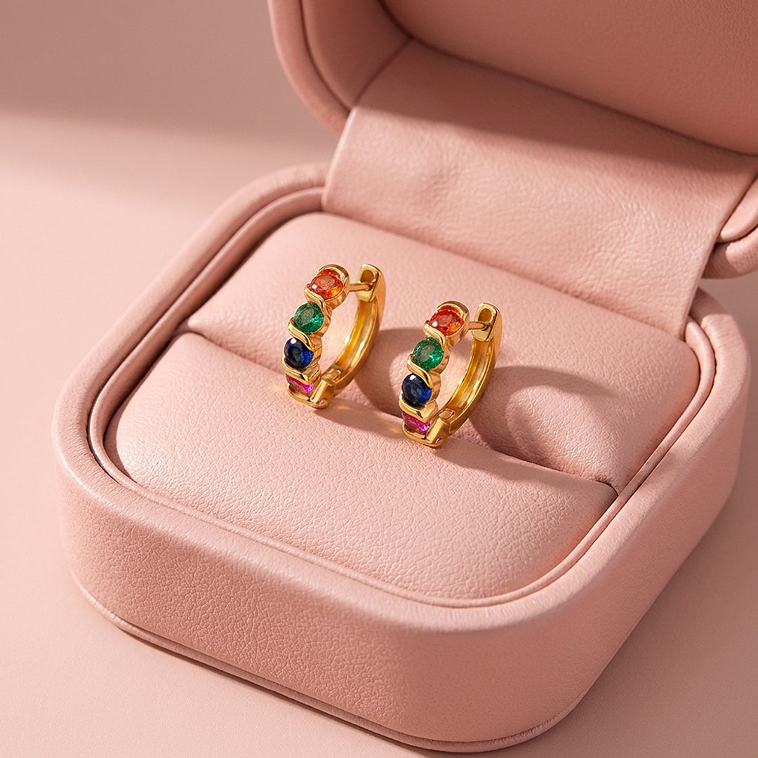 Multicolour Gemstone Huggie Earrings | Luxe3687