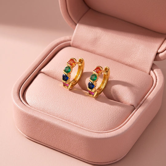 Multicolour Gemstone Huggie Earrings | Luxe3687
