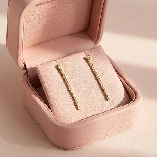 Pavé Linear Drop Earrings | Luxe3691