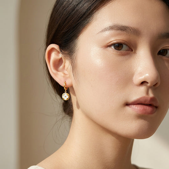Clover Medallion Drop Hoop Earrings | Luxe3694