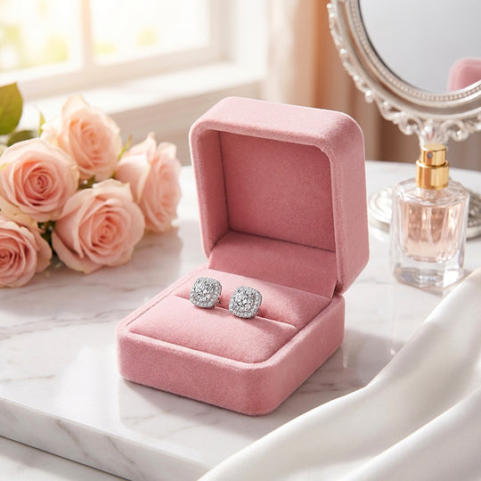 Cushion Halo Solitaire Stud Earrings | Luxe3695