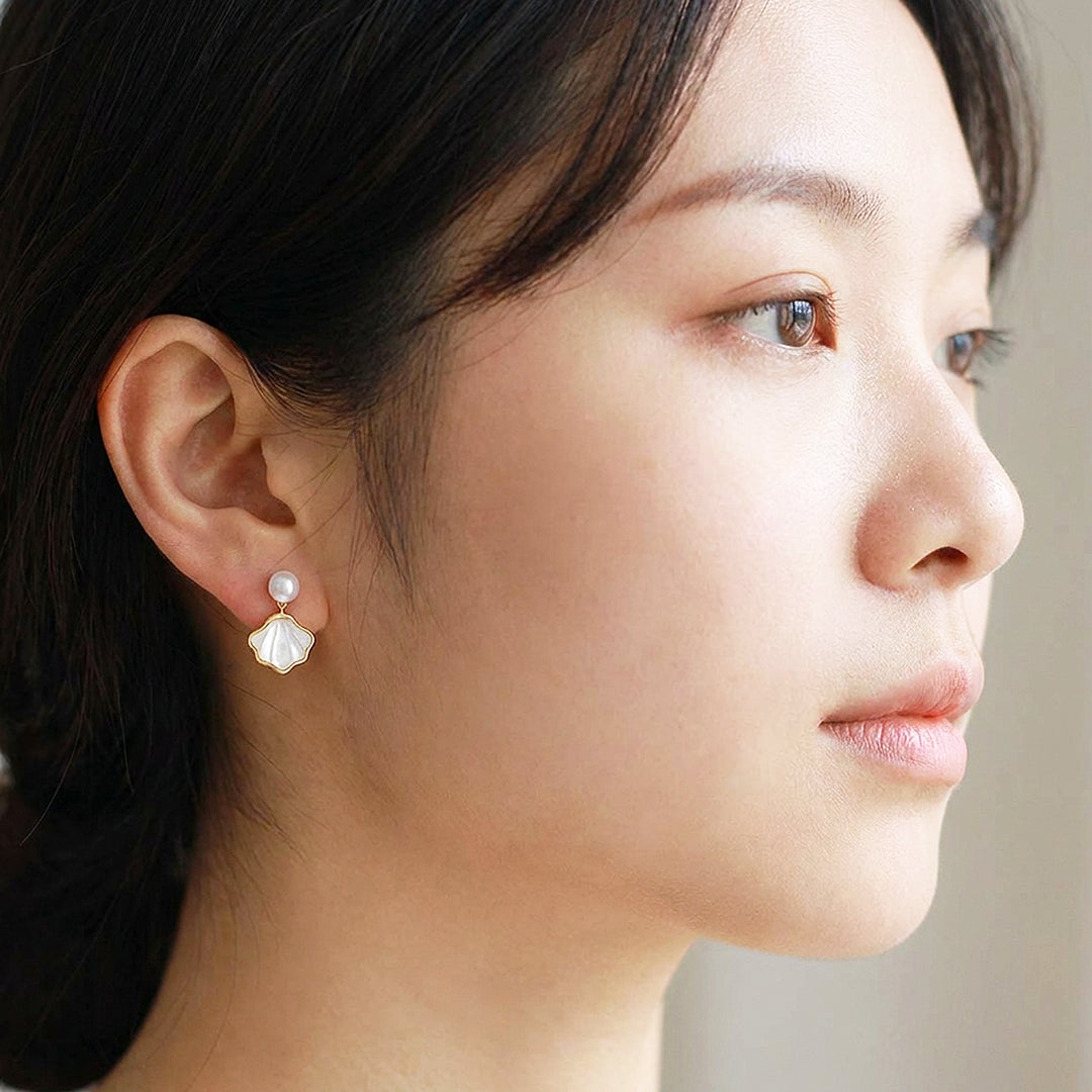 Pearl &amp; Seashell Drop Earrings | Luxe3698