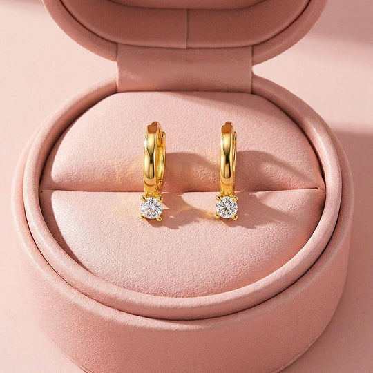 Solitaire Drop Huggie Hoop Earrings | Luxe3705