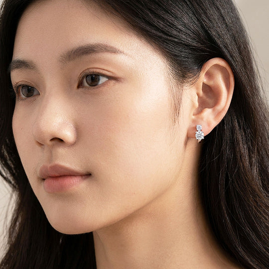 Double Solitaire Huggie Hoop Earrings | Luxe3707