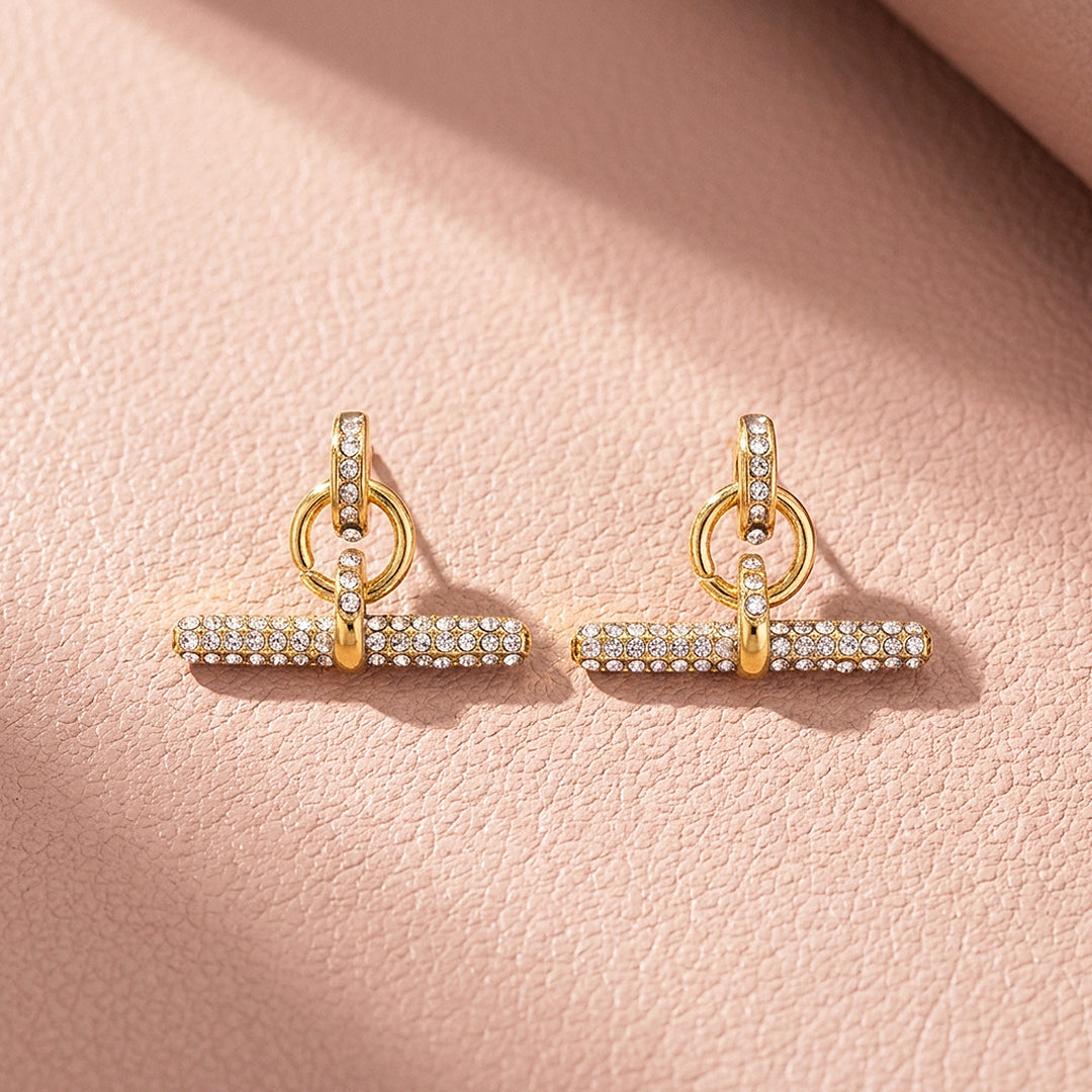 Pavé T-Bar Drop Huggie Earrings | Luxe3712