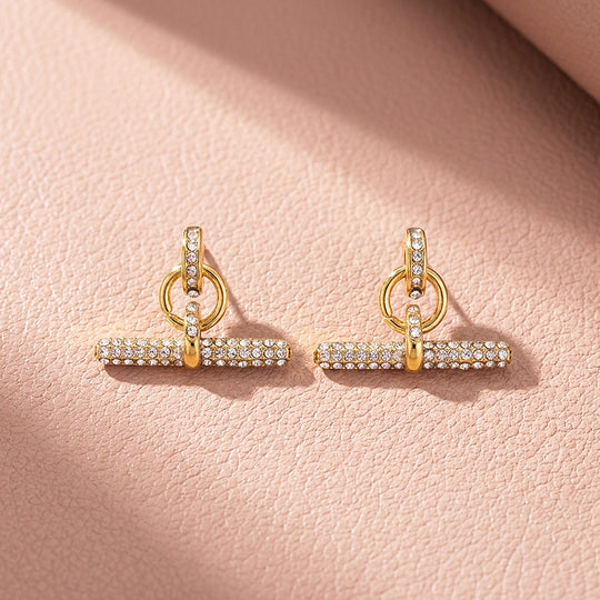 Pavé T-Bar Drop Huggie Earrings | Luxe3712