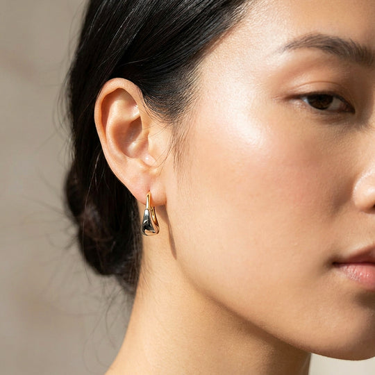 Two-Tone Dome Huggie Earrings | Luxe3714