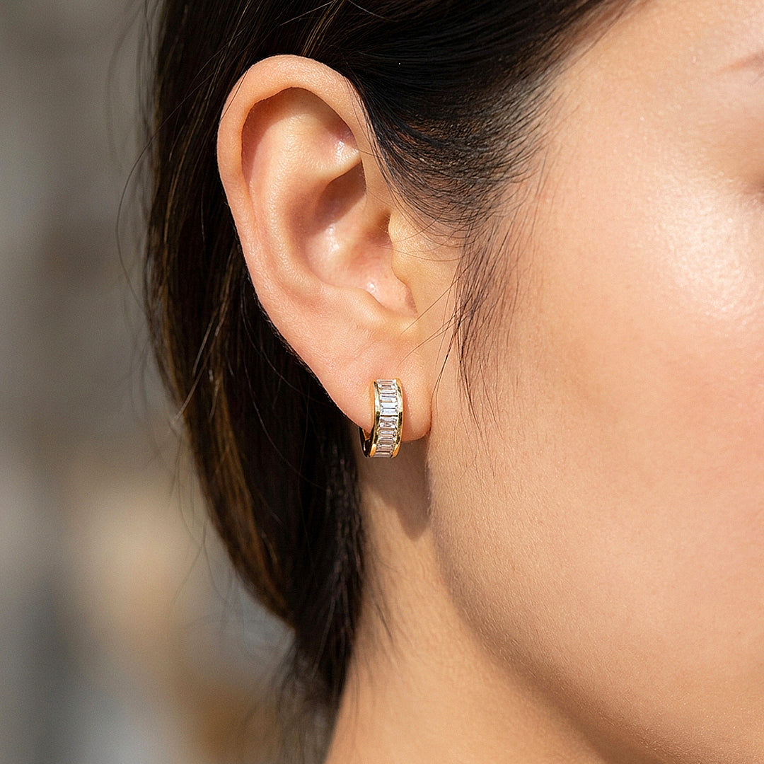 Baguette Channel-Set Huggie Earrings | Luxe3719