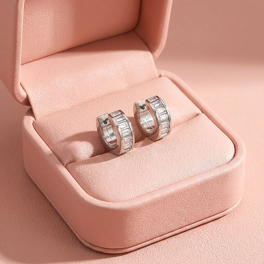 Baguette Channel-Set Huggie Earrings | Luxe3719