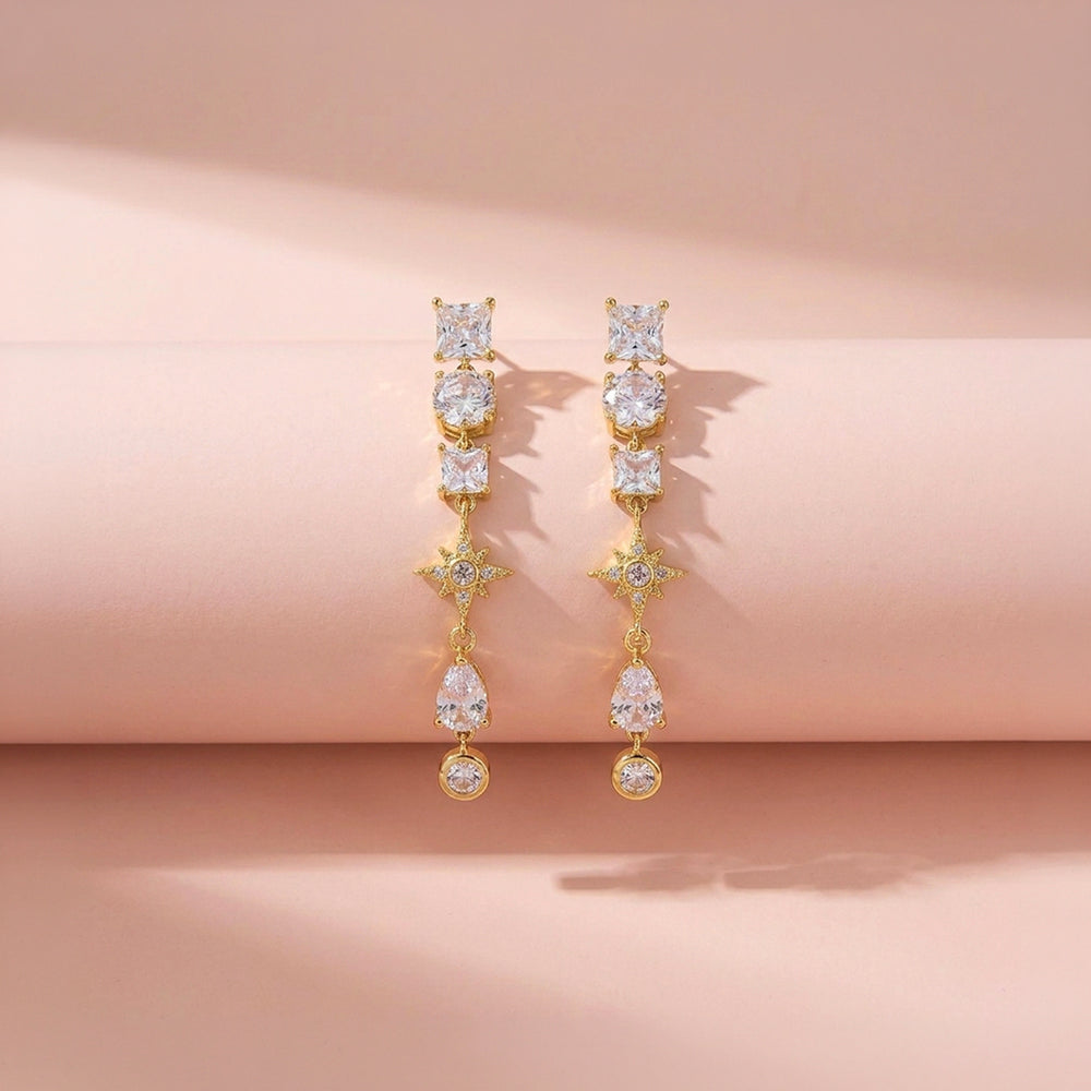Mixed-Cut Celestial Drop Earrings | Luxe3720